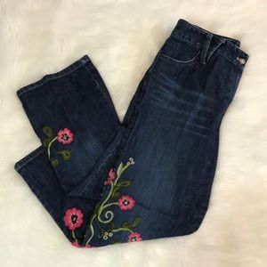 J.Jill cropped floral embroidered jeans hippie